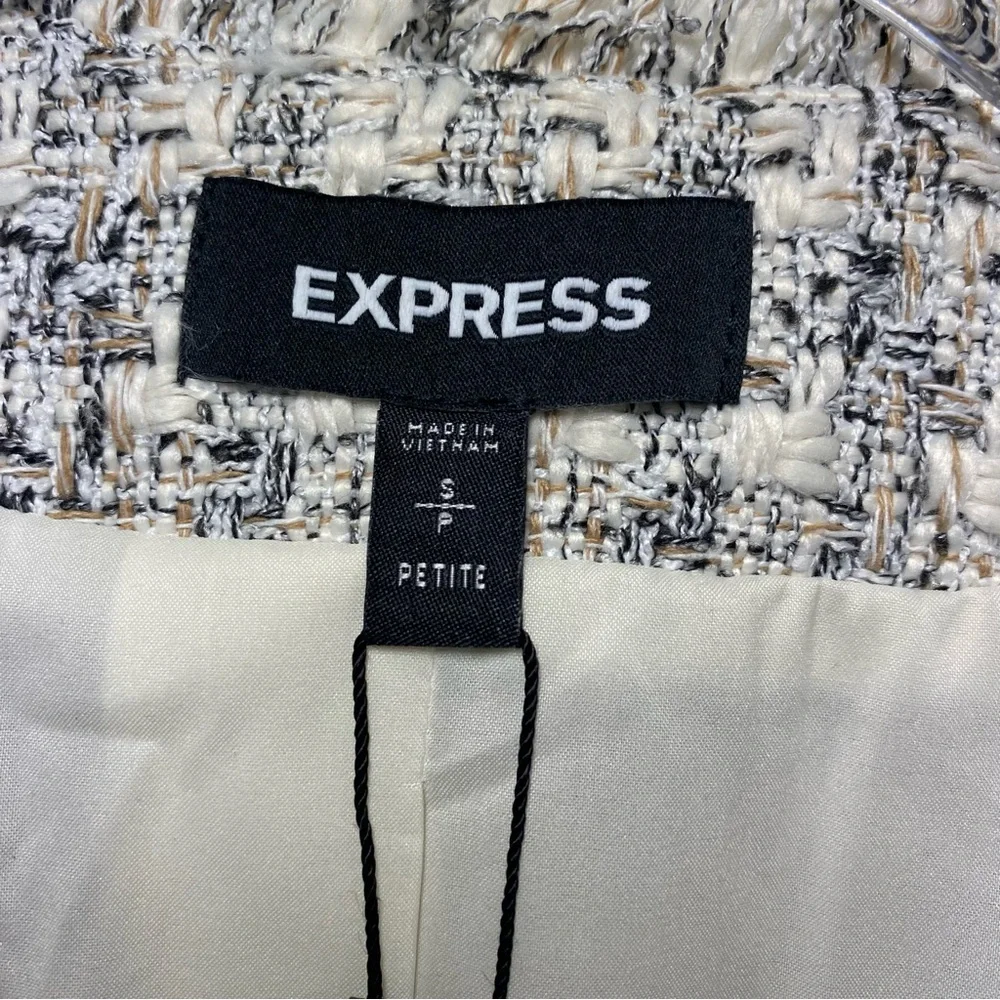 Express Tweed Gold Button Professional Jacket Blazer Small-Petite Office Career - Picture 5 of 10